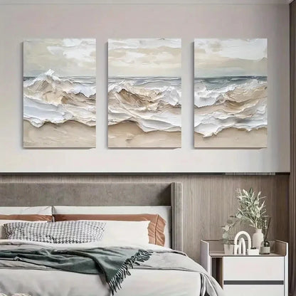 3pcs Beach Seascape Contemporary Home Wall Art Set Canvas Framed 40x60cm - High Quality Print 100% Australian Made Wall Canvas Ready to Hang - Bella Home Decor