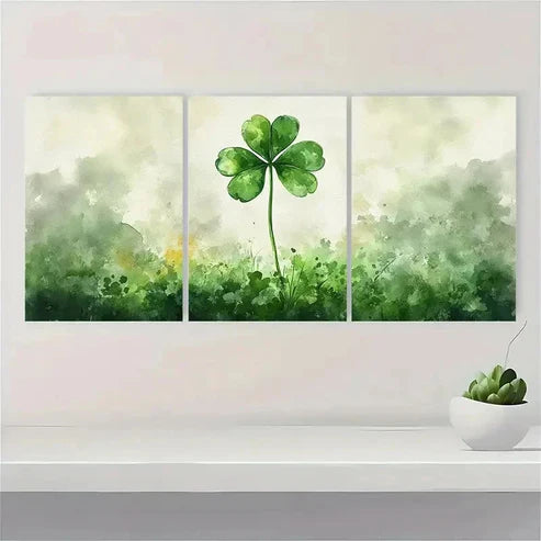 3pcs Irish Clover Paintings NO Wall Art Set Canvas Unframed - High Quality Print 100% Australian Made Wall Canvas - Bella Home Decor