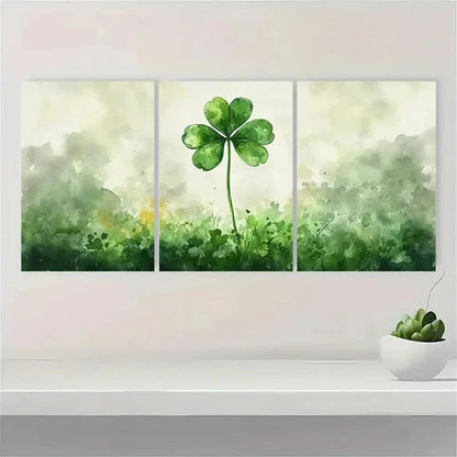 3pcs Irish Clover Paintings NO Wall Art Set Canvas Unframed - High Quality Print 100% Australian Made Wall Canvas - Bella Home Decor