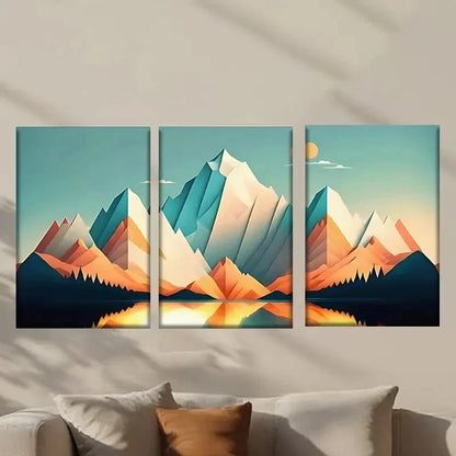 3pcs Mountain Landscape with a Lake Wall Art Set Canvas Framed 50x70cm - High Quality Print 100% Australian Made Wall Canvas Ready to Hang