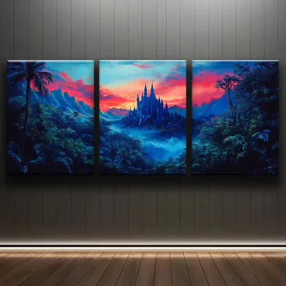 3pcs Castle at Dusk Scenery Dark Perfect Wall Art Canvas Unframed - High Quality Print 100% Australian Made Wall Canvas - Bella Home Decor