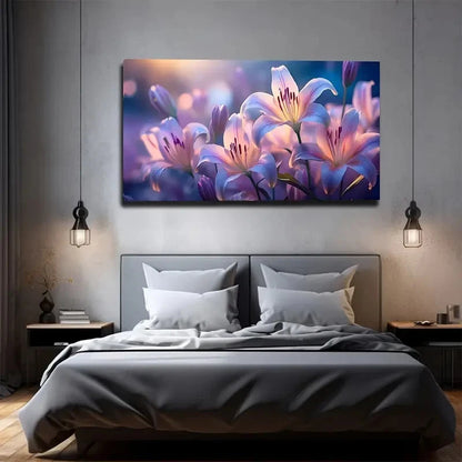 Vibrant Blooming Lilies Wall Art canvas office home room framed 120x60cm