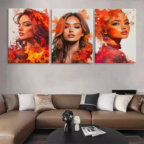 3pcs Colorful Abstract Women Portraits Perfect  Wall Art Set Canvas Unframed - High Quality Print 100% Australian Made Wall Canvas - Bella Home Decor