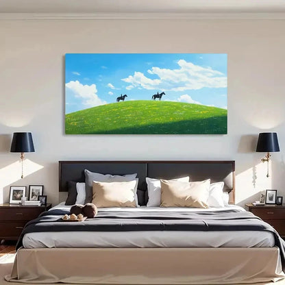 Vibrant Blue Sky & White Clouds Wall Art Canvas Office Home Room Framed 120x60cm