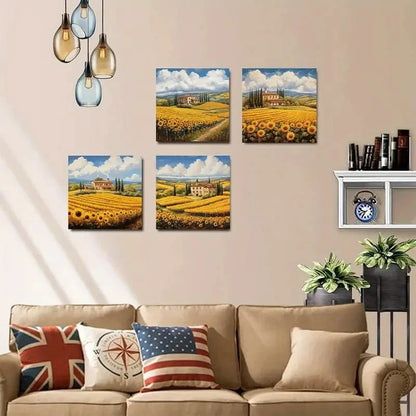 4pcs Tuscan landscape Wall Art Canvas Framed