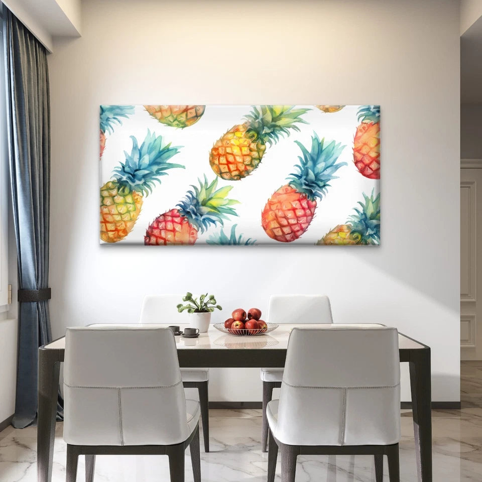 Pineapple Fruit Watercolor Wall Art Canvas Office Home Room Framed 120x60cm