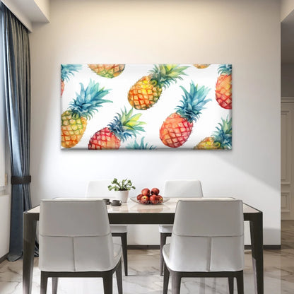 Pineapple Fruit Watercolor Wall Art Canvas Office Home Room Framed 120x60cm