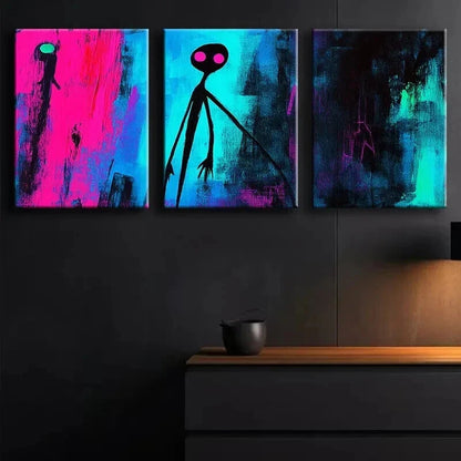 3pcs Modern Abstract Dark Colorful Perfect Wall Art Set Canvas Framed 50x70cm - High Quality Print 100% Australian Made Wall Canvas Ready to Hang