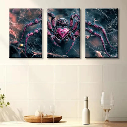 3pcs Love spider Illustration Wall Art Set Canvas Framed 60x90cm - High Quality Print 100% Australian Made Wall Canvas Ready to Hang