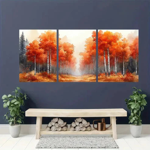 3pcs Birch Grove, Serene Birch Trees Wall Art Canvas Unframed - High Quality Print 100% Australian Made Wall Canvas - Bella Home Decor