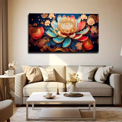 Bold Brushstroke Flower Elegant Wall Art Canvas Office Home Room Framed 120x60cm