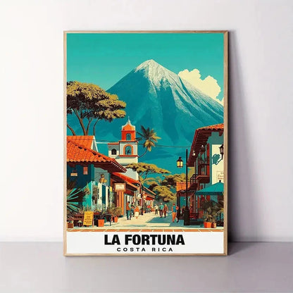 La Fortuna Costa Rica Mountains Turquoise Travel Poster Print Wall Art