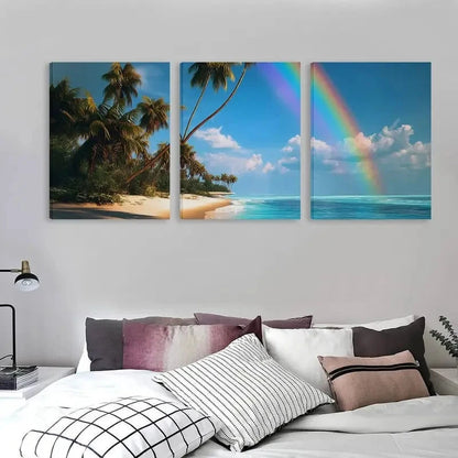 3pcs Australian Hyams Beach & Rainbow arches    Wall Art Set Canvas Framed 40x60cm - High Quality Print 100% Australian Made Wall Canvas Ready to Hang - Bella Home Decor