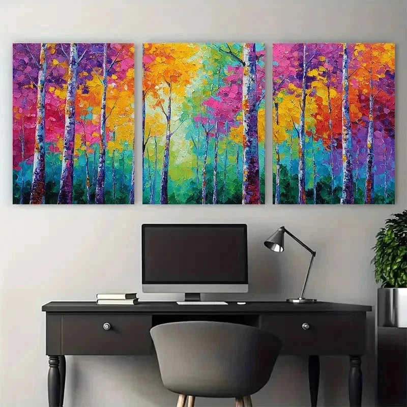 3pcs Original Forest Oil Painting Perfect Wall Art Set Canvas Framed 50x70cm - High Quality Print 100% Australian Made Wall Canvas Ready to Hang