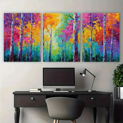 3pcs Original Forest Oil Painting Perfect Wall Art Set Canvas Framed 50x70cm - High Quality Print 100% Australian Made Wall Canvas Ready to Hang