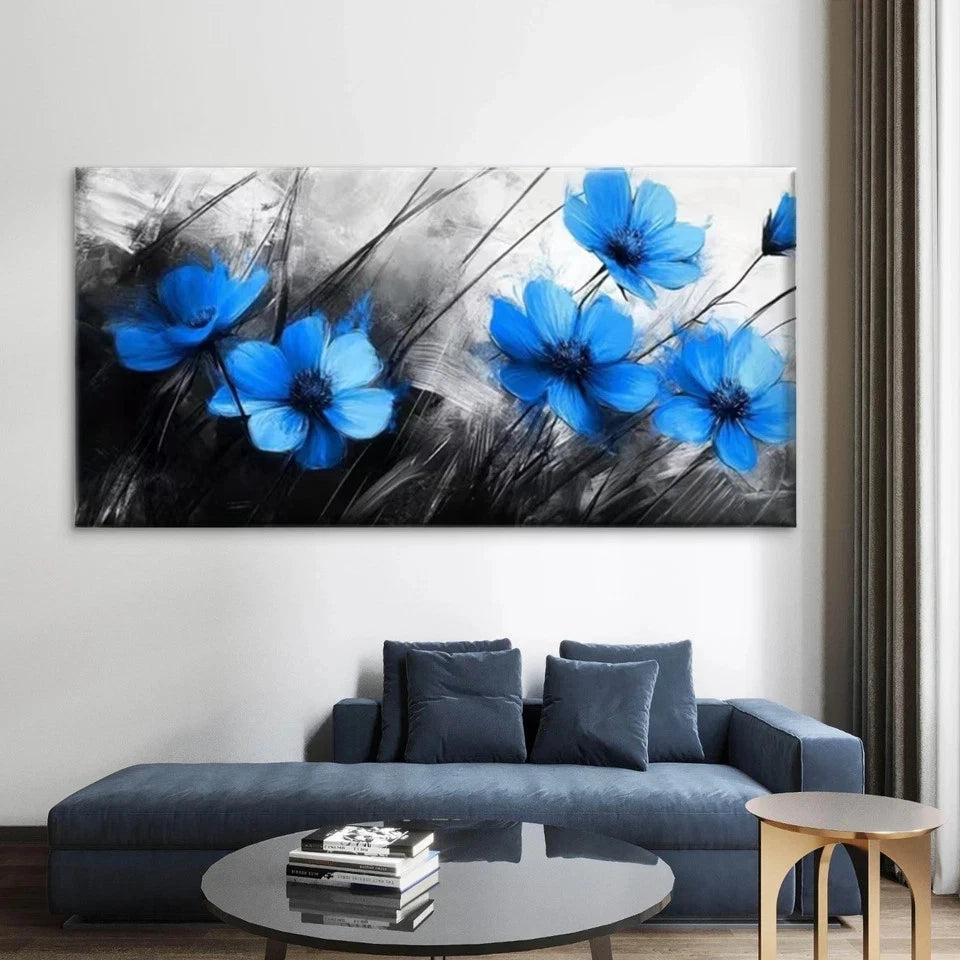Petals & Brushstrokes Design Wall Art Canvas Office Home Room Framed 120x60cm