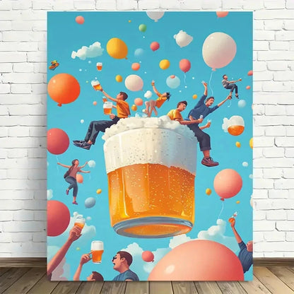 Beautiful Modern Beer Celebration Painting 40x60cm Metal Print Ready to Hang - Bella Home Decor