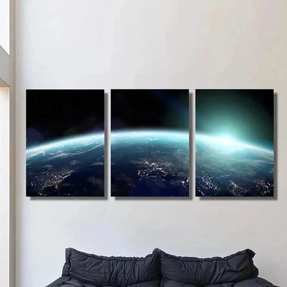 3pcs The Blue Earth Seen from Space Wall Art Set Canvas Unframed - High Quality Print 100% Australian Made Wall Canvas