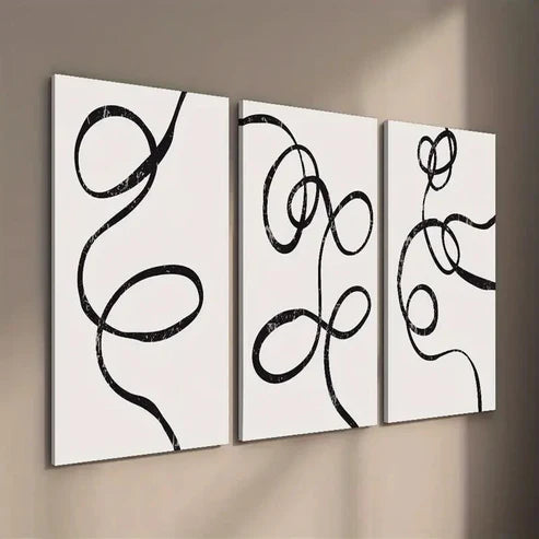 3pcs Minimalist Black & Beige Abstract Design Wall Art Set Canvas Unframed - High Quality Print 100% Australian Made Wall Canvas