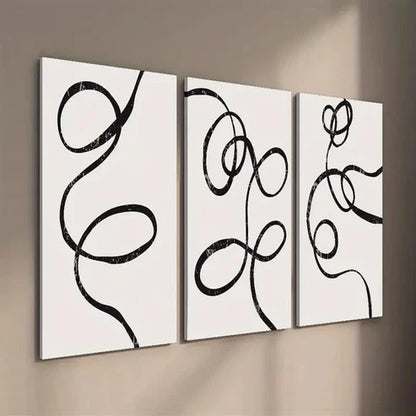 3pcs Minimalist Black & Beige Abstract Design Wall Art Set Canvas Unframed - High Quality Print 100% Australian Made Wall Canvas