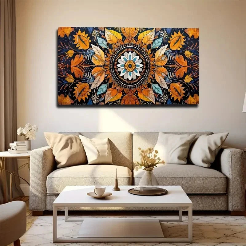 Bohemian Style Floral Abstract Wall Art Canvas Office Home Room Framed 120x60cm