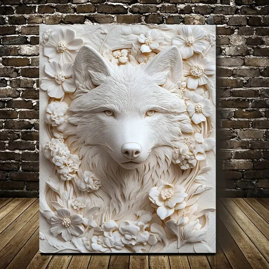 Beautiful Featuring a Wolf Painting 40x60cm Metal Print Ready to Hang - Bella Home Decor