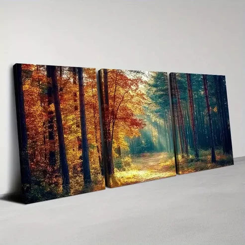 3pcs Quiet Forest Autumn Trees  Art Set Canvas Unframed - High Quality Print 100% Australian Made Wall Canvas