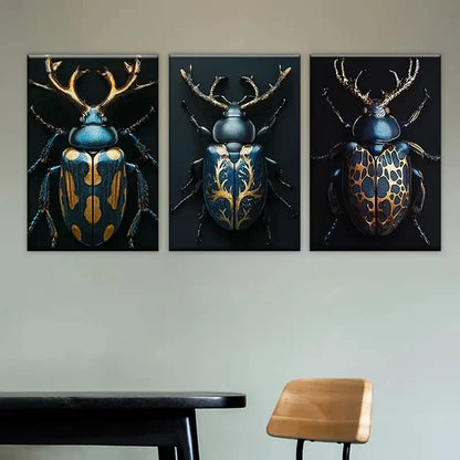 3pcs Four Beetles with Different Patterns Wall Art Set Canvas Framed 60x90cm - High Quality Print 100% Australian Made Wall Canvas Ready to Hang - Bella Home Decor