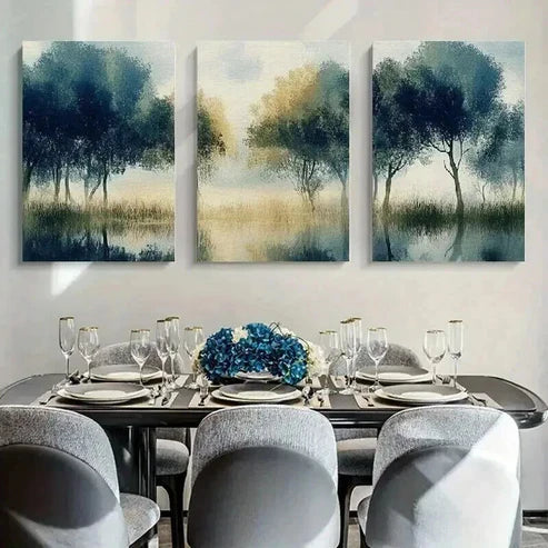 3pcs Sky Series Trees Reflection on Water  Wall Art Canvas Unframed - High Quality Print 100% Australian Made Wall Canvas