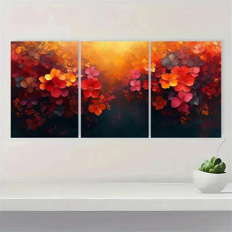 3pcs Autumn Floral Abstract Print TU Wall Art Set Canvas Framed 60x90cm - High Quality Print 100% Australian Made Wall Canvas Ready to Hang - Bella Home Decor