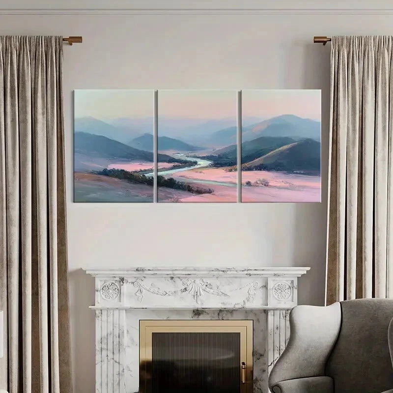 3pcs Mountain Landscape Abstract Art Poster Metal Print Ready to Hang Art