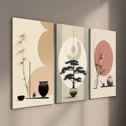 3pcs Vintage Potted Plants and Trees  Wall Art Set Canvas Unframed - High Quality Print 100% Australian Made Wall Canvas