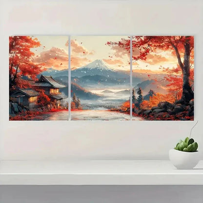 3pcs Japanese B Rustic Vintage Wall Art Set Canvas Unframed - High Quality Print 100% Australian Made Wall Canvas - Bella Home Decor