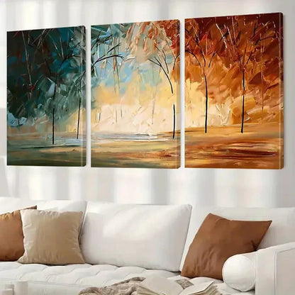 3pcs Vibrant-Colors Fiery-Forest Abstract Art Set Canvas Unframed - High Quality Print 100% Australian Made Wall Canvas
