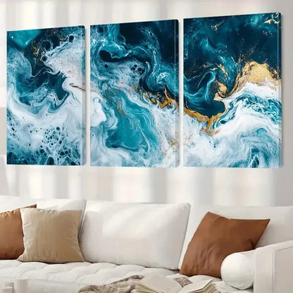 3pcs Swirls Abstract Aesthetic Decorative  Art Set Canvas Unframed - High Quality Print 100% Australian Made Wall Canvas