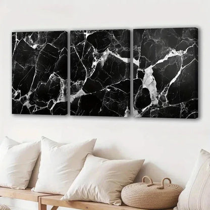 3pcs Black Marble Texture Series  Wall Art Set Canvas Unframed - High Quality Print 100% Australian Made Wall Canvas - Bella Home Decor