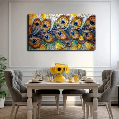 Large Peacock Feather Wall Art Canvas Office Home Room Framed 120x60cm