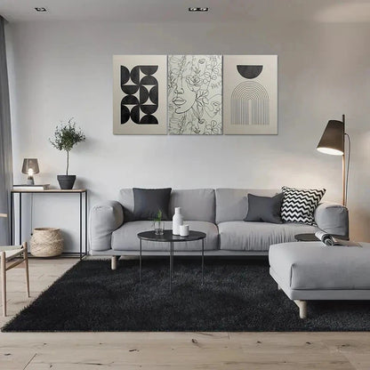 3pcs Abstract Geometric Floral Metal Print Ready to Hang Art - Bella Home Decor