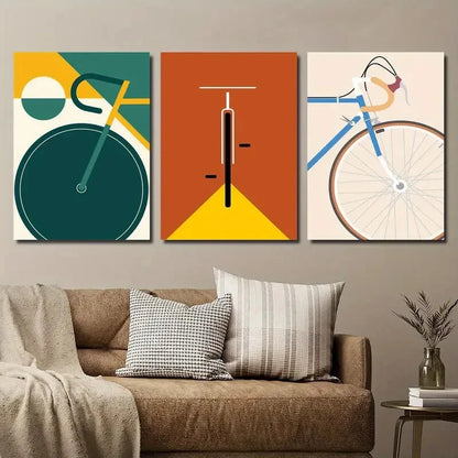 3pcs Vibrant Abstract Cycling Décor Perfect Wall Art Set Canvas Framed 40x60cm - High Quality Print 100% Australian Made Wall Canvas Ready to Hang - Bella Home Decor