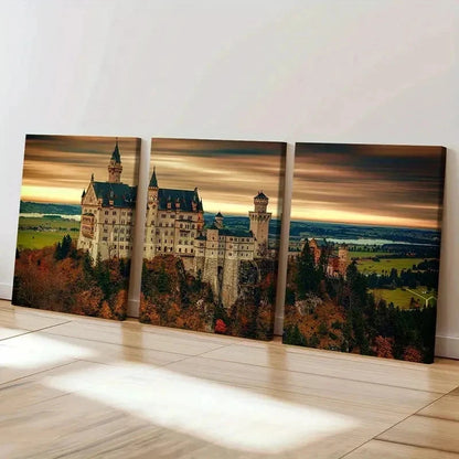 3pcs Medieval Architecture Art Castle Wall Art Set Canvas Framed 40x60cm - High Quality Print 100% Australian Made Wall Canvas Ready to Hang