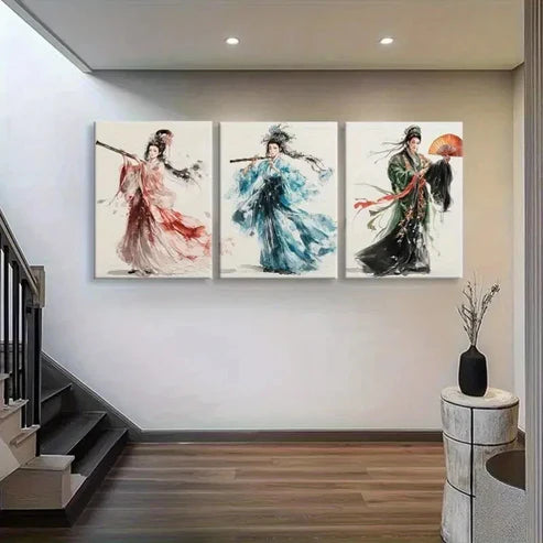 3pcs Traditional Women Elegant Flown Perfect Wall Art Set Canvas Unframed - High Quality Print 100% Australian Made Wall Canvas