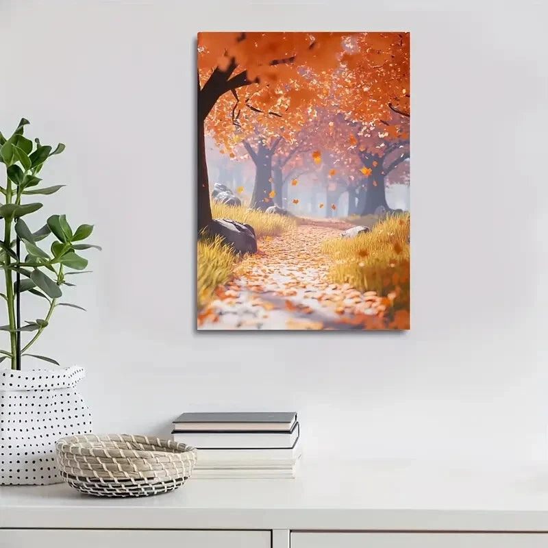 Vibrant Maple Forest Scene with Autumnal Foliage 40x60cm Metal Print Ready to Hang