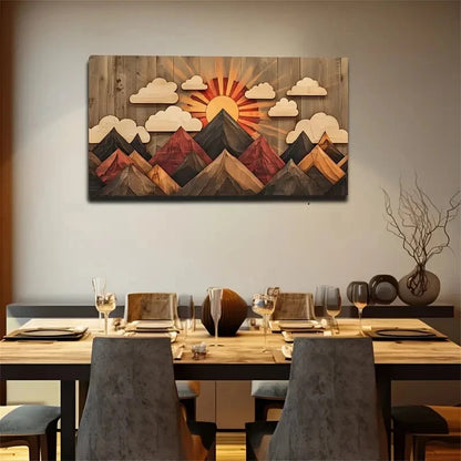 Multicolor Geometric Peaks Wall Art Canvas Office Home Room Framed 120x60cm