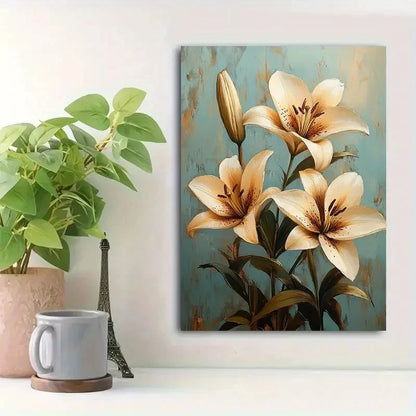 Beautiful Elegant Lily Botanical Painting 40x60cm Metal Print Ready to Hang