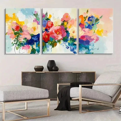 3pcs Abstract Floral Blooming Artistic Perfect Art Set Canvas Unframed - High Quality Print 100% Australian Made Wall Canvas