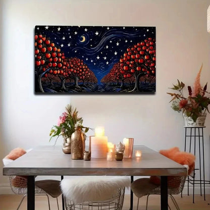 Starry Night Apple Grove Wall Art Canvas Office Home Room Framed 120x60cm