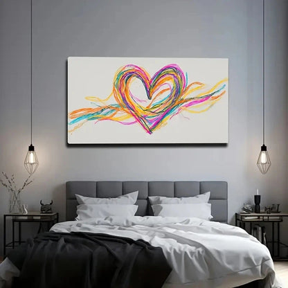 Colorful Lines Interwoven Love Wall Art Canvas Office Home Room Framed 120x60cm