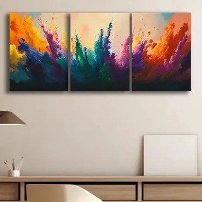 3pcs Colorful Liquid Paint Splashes Perfect Wall Art Set Canvas Unframed - High Quality Print 100% Australian Made Wall Canvas - Bella Home Decor