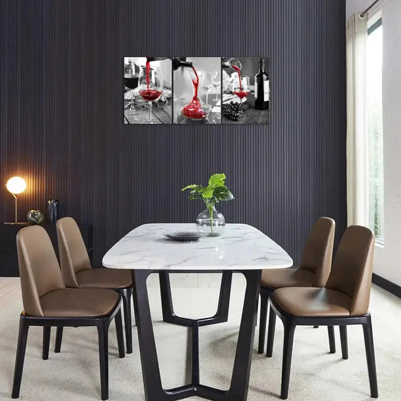 3pcs , Wine Paintings Prints Metal Print Ready to Hang Art