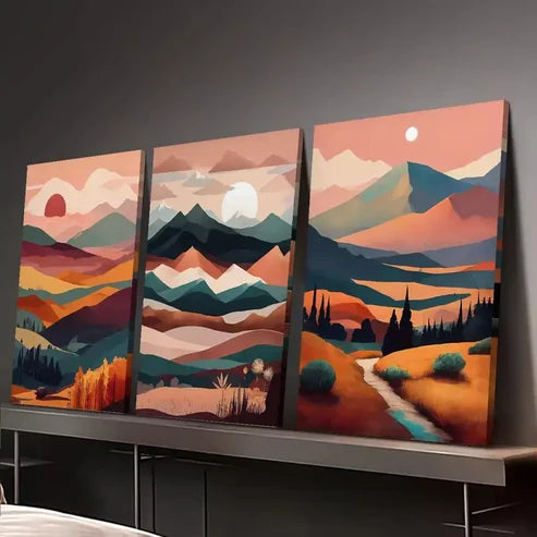 3pcs Modern Sunset Landscape Decoration Wall Art Canvas Unframed - High Quality Print 100% Australian Made Wall Canvas
